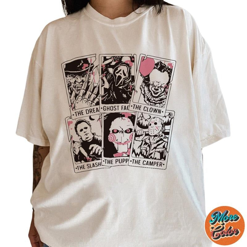 Horror Movies Characters Tarot Card Cotton Crew Neck - Adult & Kids T-Shirts, Sweatshirts & Hoodies apparel design preview 1