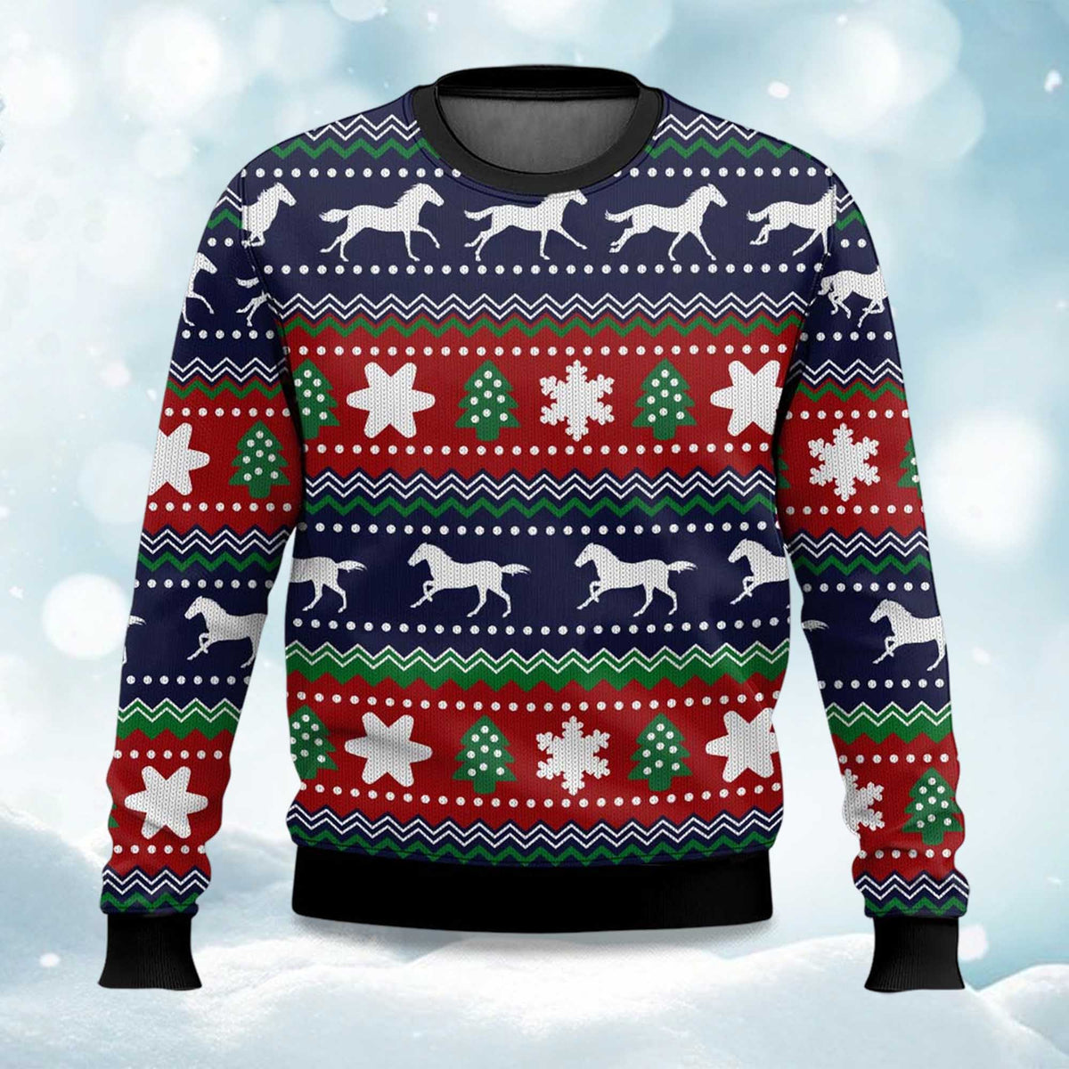 Horses Pattern Ugly Christmas Sweater - Holiday Gift product image