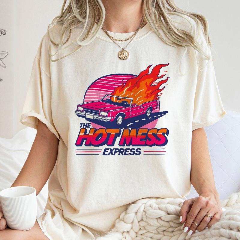 Hot Mess Express Spicy Disaster 80s Sarcastic - Adult & Kids T-Shirts, Sweatshirts & Hoodies apparel design preview 1