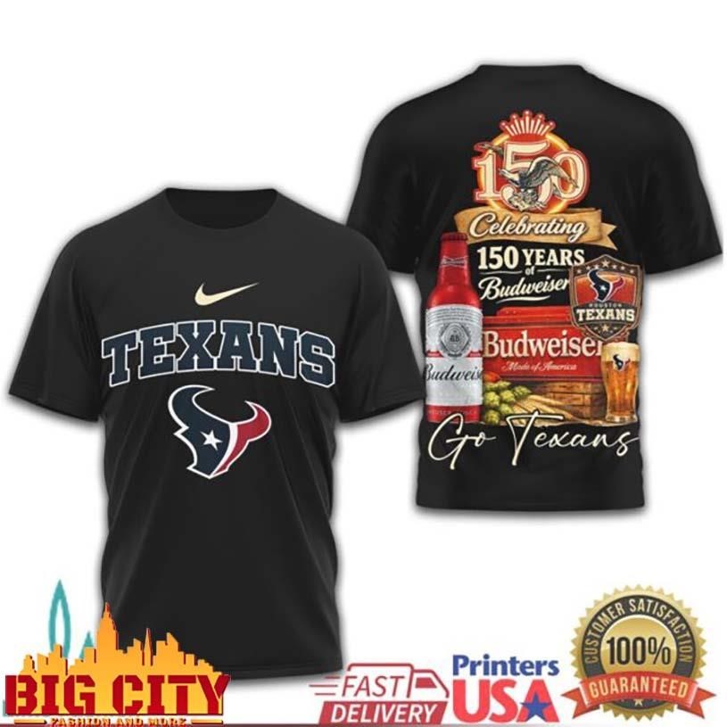 Houston Texans x Budweiser 150 Years Anniversary - Adult & Kids T-Shirts, Sweatshirts & Hoodies apparel design preview 1