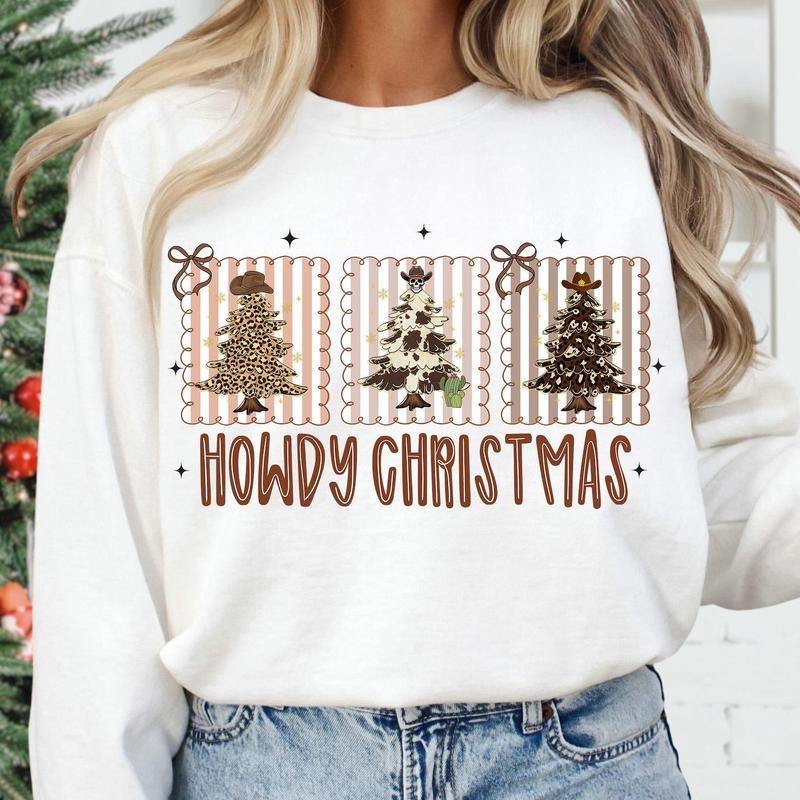 Howdy Leopard Preppy Western Cowgirl Bow Retro Tree - Adult & Kids T-Shirts, Sweatshirts & Hoodies apparel design preview 1