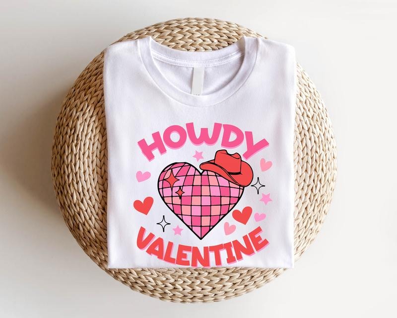 Howdy Valentine Western Cowgirl Funny Retro Heart - Adult & Kids T-Shirts, Sweatshirts & Hoodies apparel design preview 1
