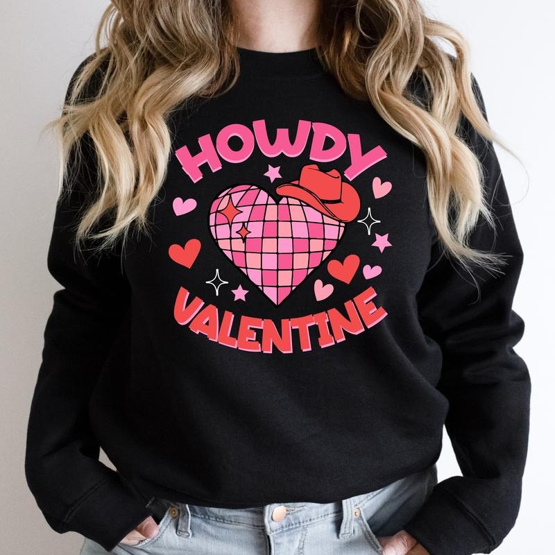 Howdy Valentine Western Cowgirl Funny Retro Heart - Adult & Kids T-Shirts, Sweatshirts & Hoodies apparel design preview 1