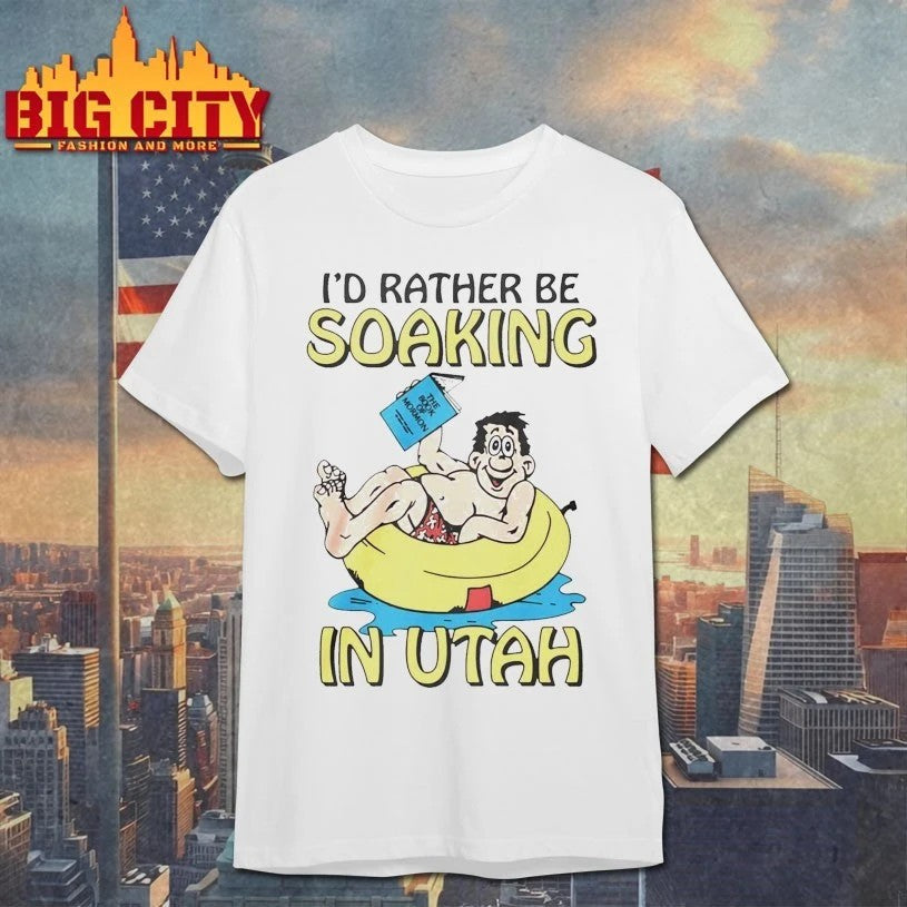 Hugo Holding The Book Of Mormon Id Rather Be Soaking - Adult & Kids T-Shirts, Sweatshirts & Hoodies apparel design preview 1