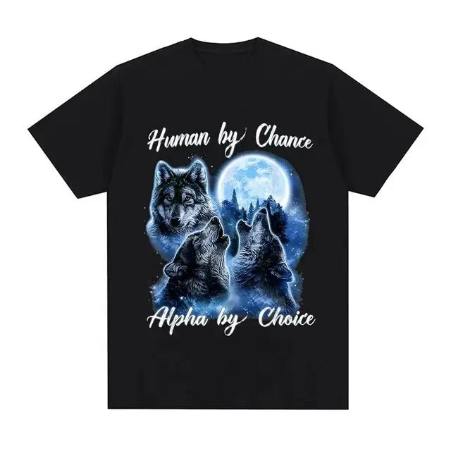 Human Chance Alpha Choice Wolf Hip Hop Vintage Short - Adult & Kids T-Shirts, Sweatshirts & Hoodies apparel design preview 1