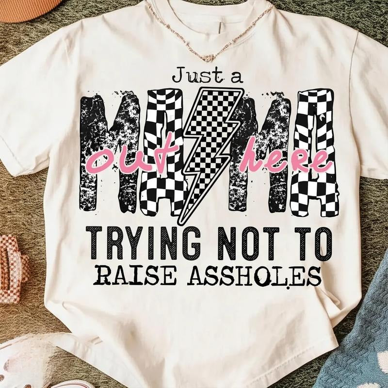 Humorous Features "Just Mama Out Here Doing My Best" - Adult & Kids T-Shirts, Sweatshirts & Hoodies apparel design preview 1