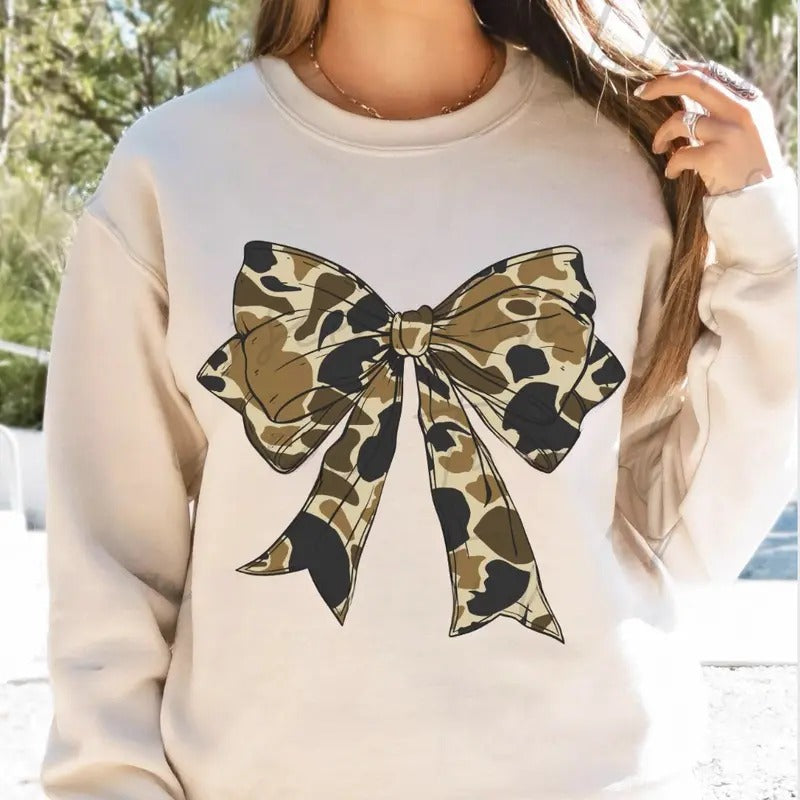 Hunting Season Camo Coquette Bow Old School Dude - Adult & Kids T-Shirts, Sweatshirts & Hoodies apparel design preview 1