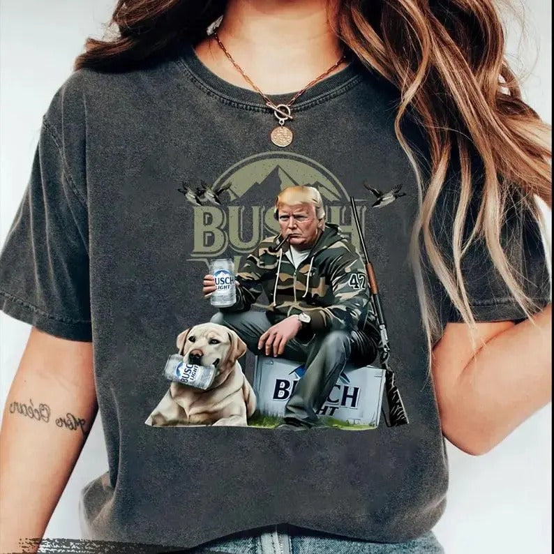 Hunting Trump Busch Light 2024 Supporter Cotton - Adult & Kids T-Shirts, Sweatshirts & Hoodies apparel design preview 1