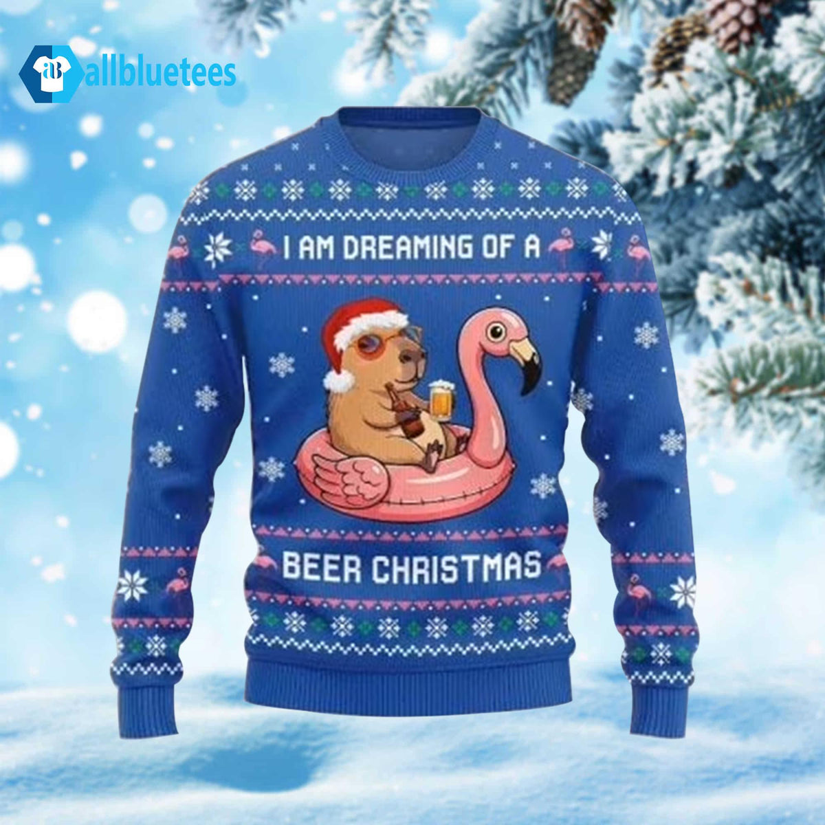 I Am Dreaming Of A Beer Capybara Ugly Christmas Sweater - Holiday Gift product image