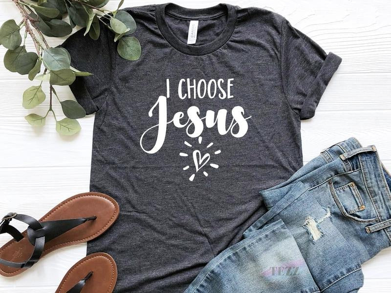 I Choose Jesus Black Cotton Relaxing Heart Casual - Adult & Kids T-Shirts, Sweatshirts & Hoodies apparel design preview 1