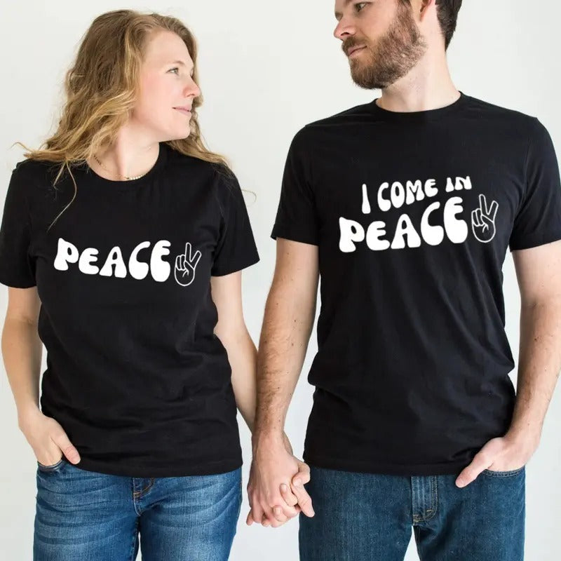 I Come Peace I'M Funny Couple Cotton Fabric Casual - Adult & Kids T-Shirts, Sweatshirts & Hoodies apparel design preview 1