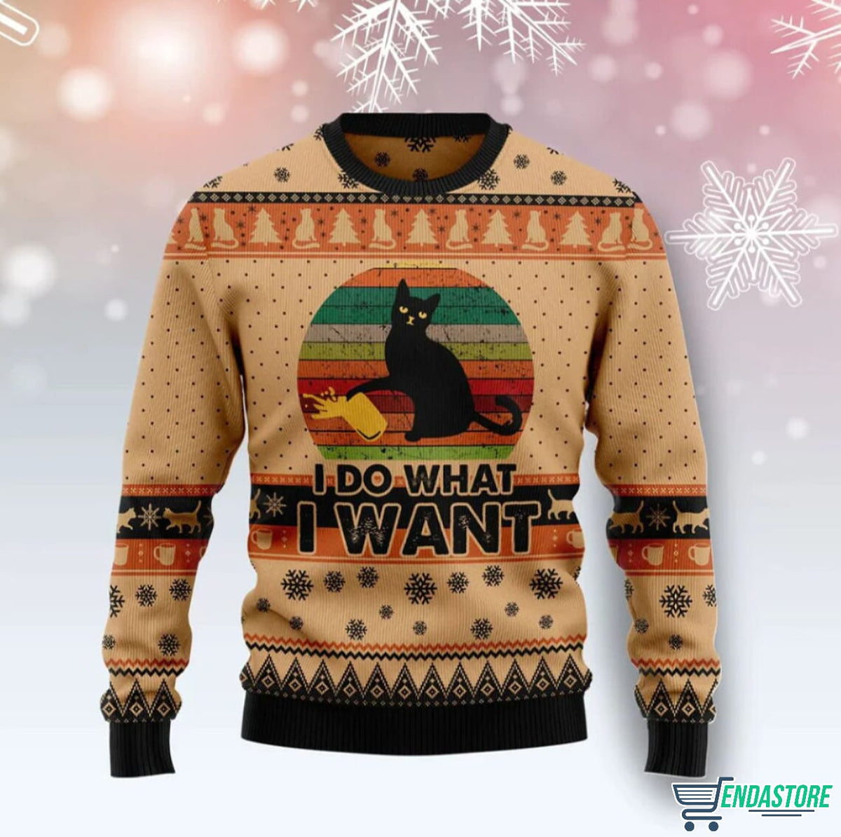 I Do What A Want Black Cat 3D Ugly Christmas Sweater - Holiday Gift product image