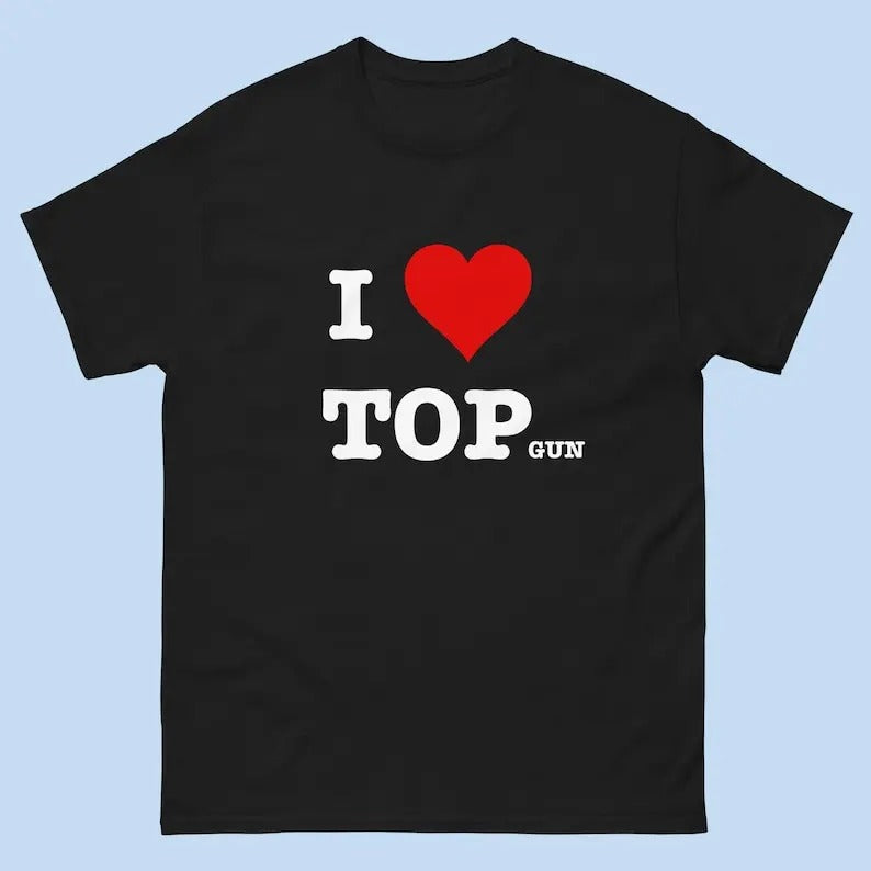 I Heart Top Gun Funny Love Him Her Menswear Cotton - Adult & Kids T-Shirts, Sweatshirts & Hoodies apparel design preview 1