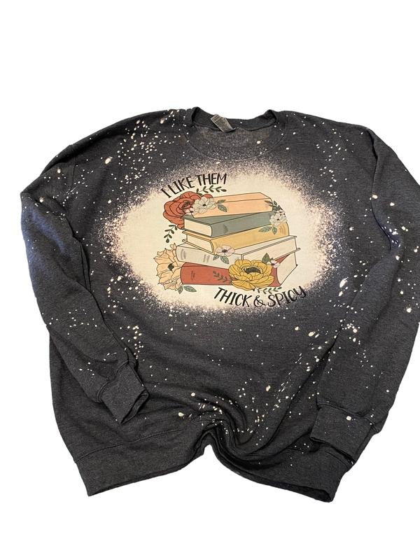 I Like Them Thick Spicy Book Bleached Fit - Adult & Kids T-Shirts, Sweatshirts & Hoodies apparel design preview 1