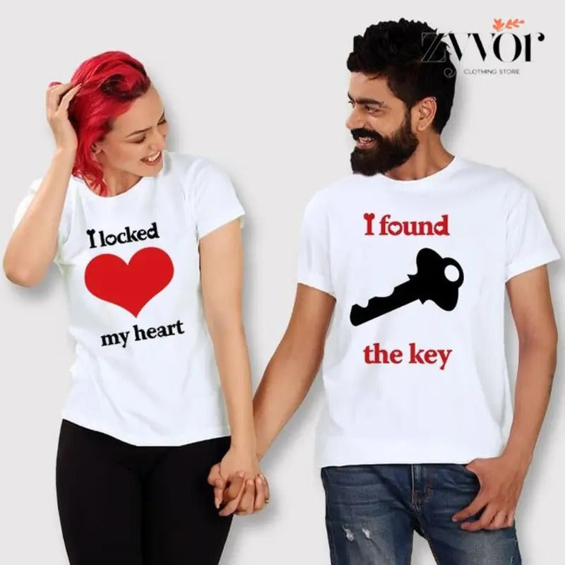 I Locked My Heart Found Key Funny Couple Cotton - Adult & Kids T-Shirts, Sweatshirts & Hoodies apparel design preview 1