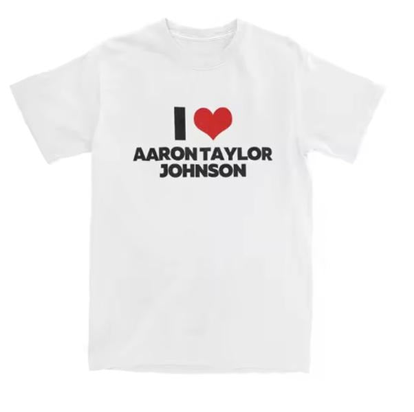 I Love Aaron Taylor Johnson Novelty 100% Cotton Crew - Adult & Kids T-Shirts, Sweatshirts & Hoodies apparel design preview 1