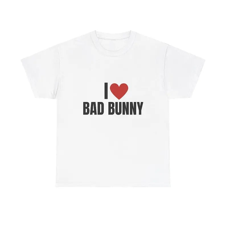 I Love Bad Bunny Heavy Music Him Her Menswear Cotton - Adult & Kids T-Shirts, Sweatshirts & Hoodies apparel design preview 1