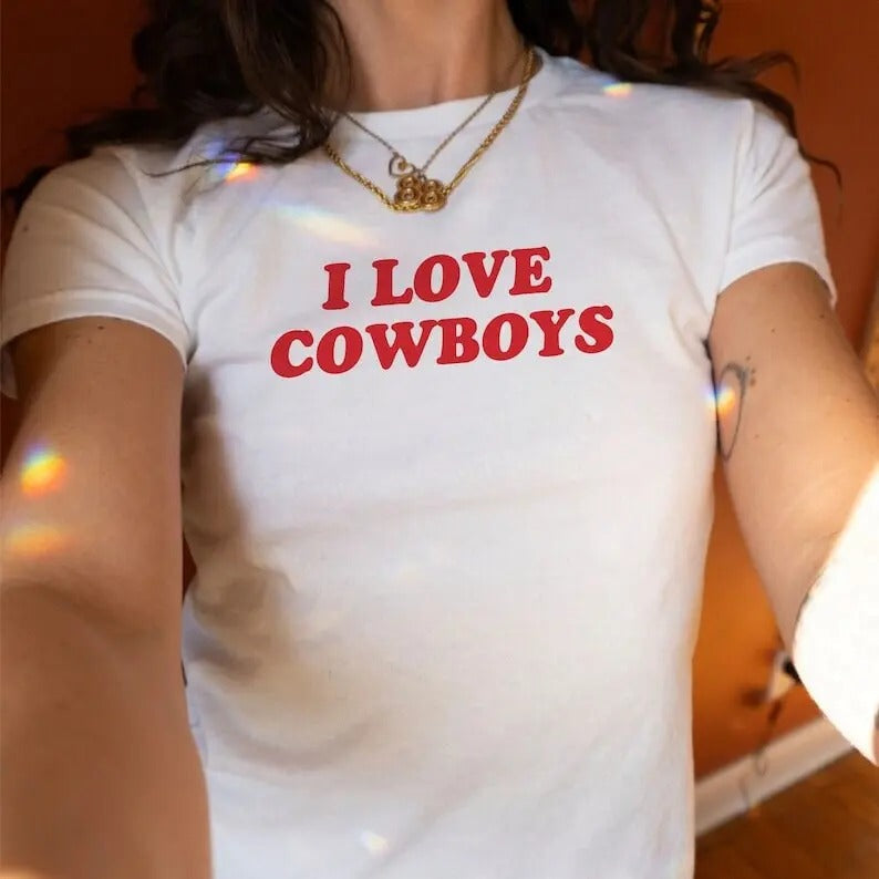 I Love Cowboys Funny Western Quote Cowgirl Country - Adult & Kids T-Shirts, Sweatshirts & Hoodies apparel design preview 1