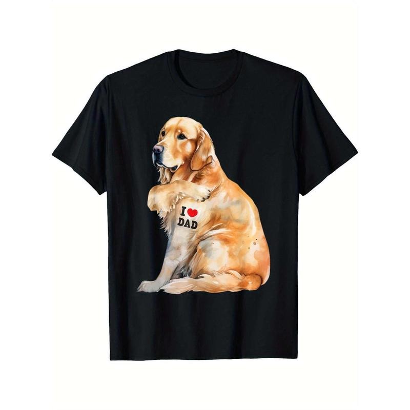 "I Love Dad" Golden Retriever 100% Cotton Crew Neck - Adult & Kids T-Shirts, Sweatshirts & Hoodies apparel design preview 1