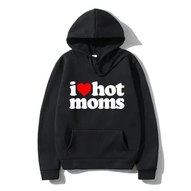 I Love Hot Moms New Funny Red Heart Print Casual Top - Adult & Kids T-Shirts, Sweatshirts & Hoodies apparel design preview 1