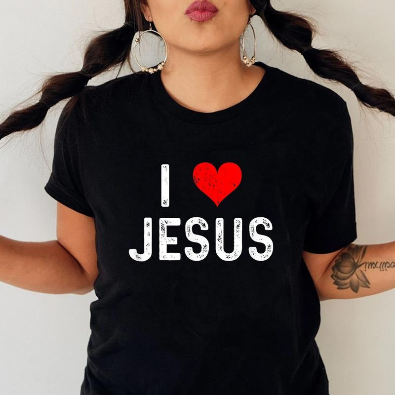 I Love Jesus Pure Cotton Casual Crew Neck Short - Adult & Kids T-Shirts, Sweatshirts & Hoodies apparel design preview 1