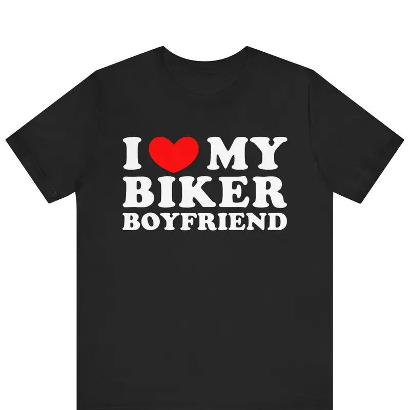 I Love My Biker Boyfriend Heart Funny Her Girlfriend - Adult & Kids T-Shirts, Sweatshirts & Hoodies apparel design preview 1