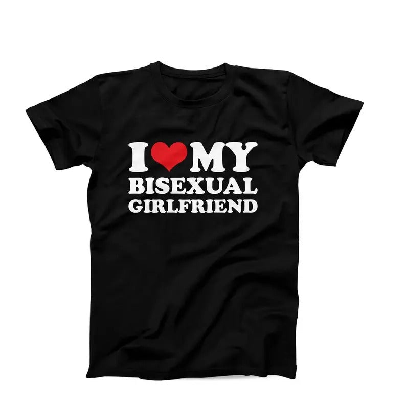 I Love My Bisexual Girlfriend Hilarious Funny Heart - Adult & Kids T-Shirts, Sweatshirts & Hoodies apparel design preview 1