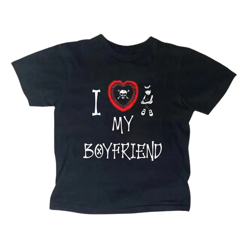 I Love My Boyfriend Baby Gothic Emo Girl Y2k Top - Adult & Kids T-Shirts, Sweatshirts & Hoodies apparel design preview 1