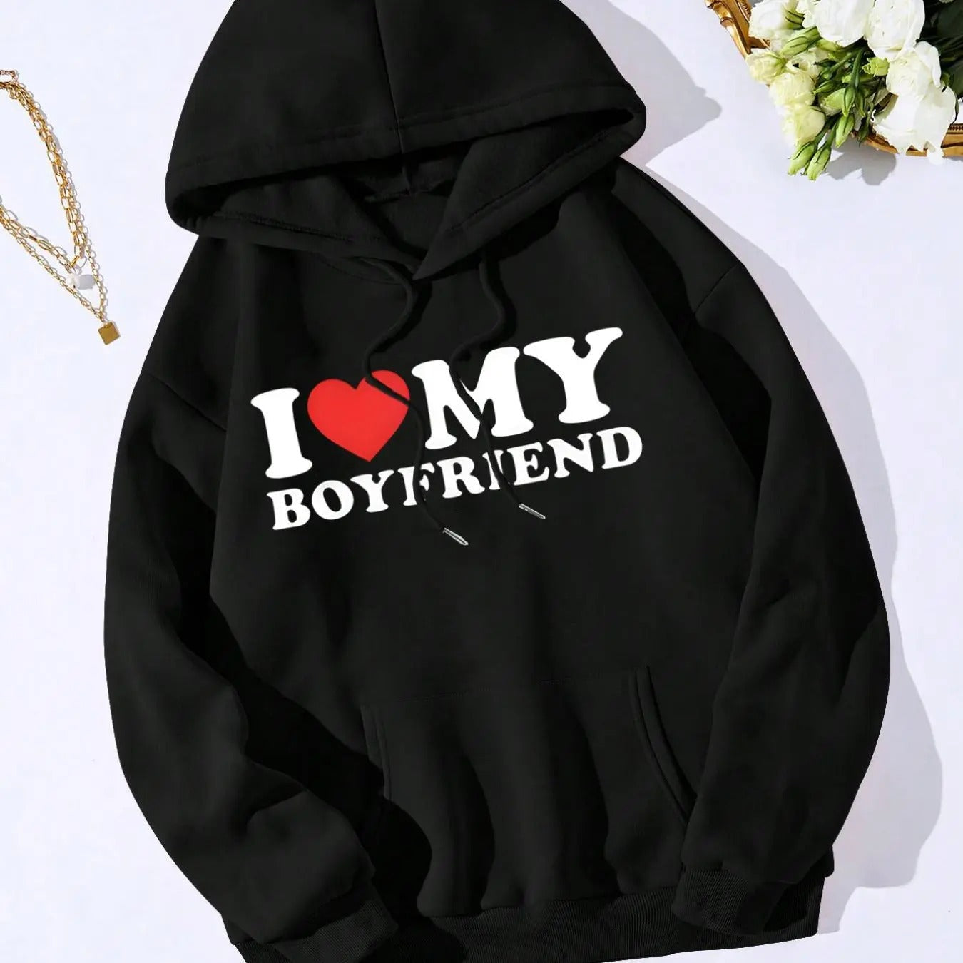 I Love My Boyfriend Print Casual Letter Hooded Daily - Adult & Kids T-Shirts, Sweatshirts & Hoodies apparel design preview 1