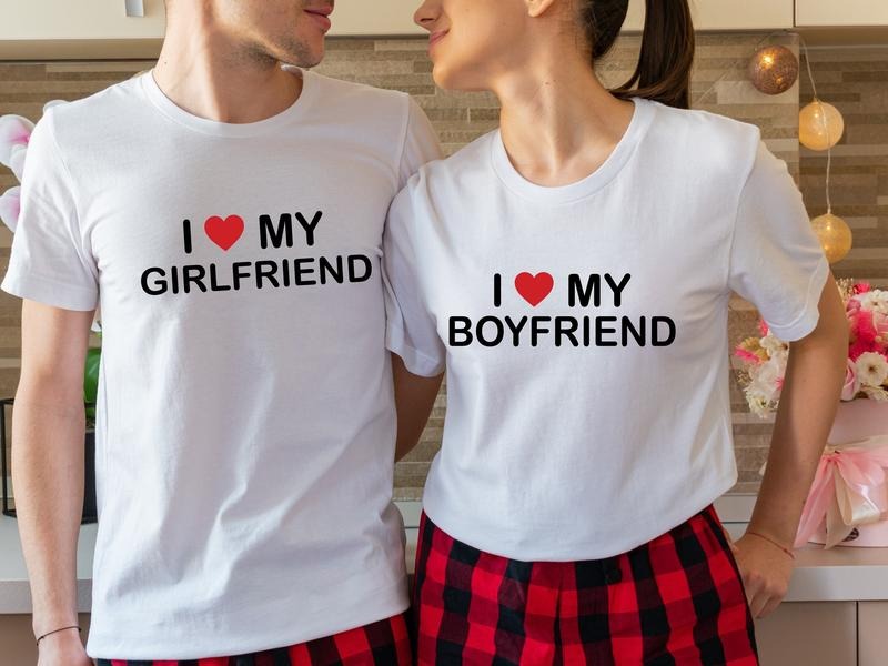 I Love My Boyfriend Girlfriend Valentines Matching - Adult & Kids T-Shirts, Sweatshirts & Hoodies apparel design preview 1