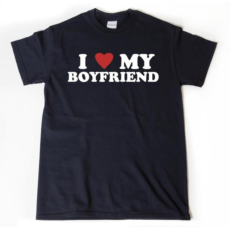 I Love My Boyfriend Heart Valentine Him Her - Adult & Kids T-Shirts, Sweatshirts & Hoodies apparel design preview 1