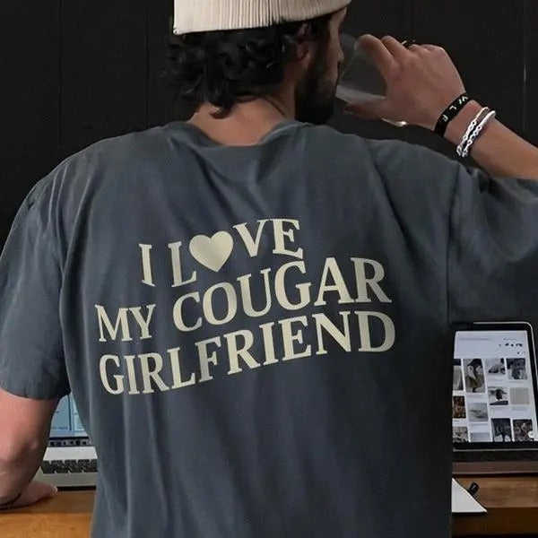 I Love My Cougar Girlfriend Boyfriend Heart - Adult & Kids T-Shirts, Sweatshirts & Hoodies apparel design preview 1