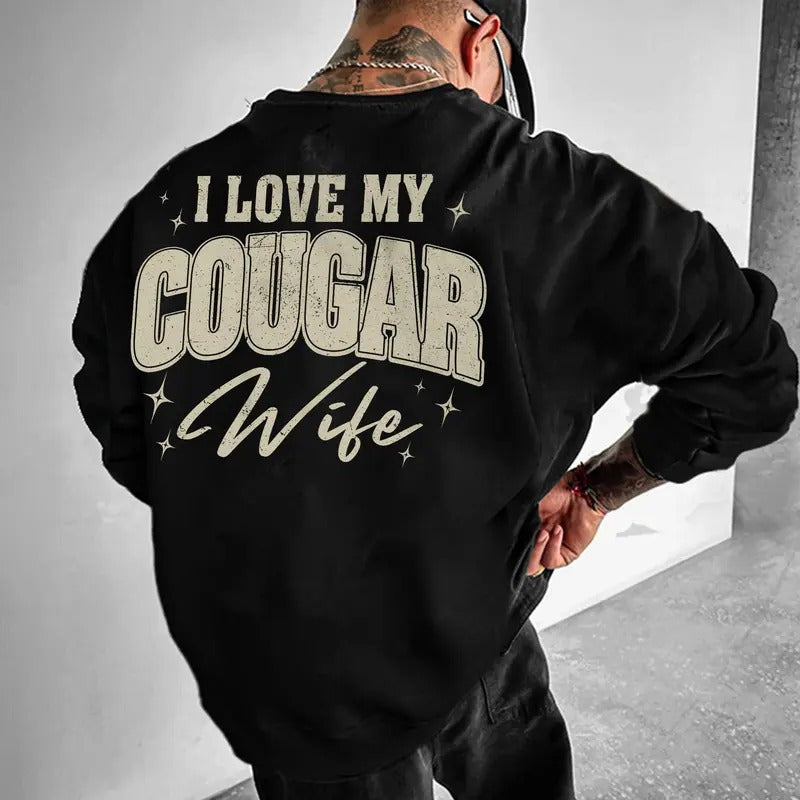 I Love My Cougar Wife Husband Girlfriend Heart Being - Adult & Kids T-Shirts, Sweatshirts & Hoodies apparel design preview 1