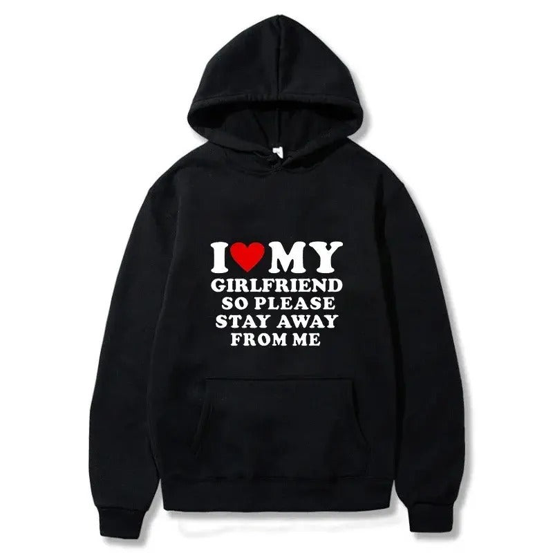 I Love My Girlfriend So Please Stay Away Me Funny - Adult & Kids T-Shirts, Sweatshirts & Hoodies apparel design preview 1