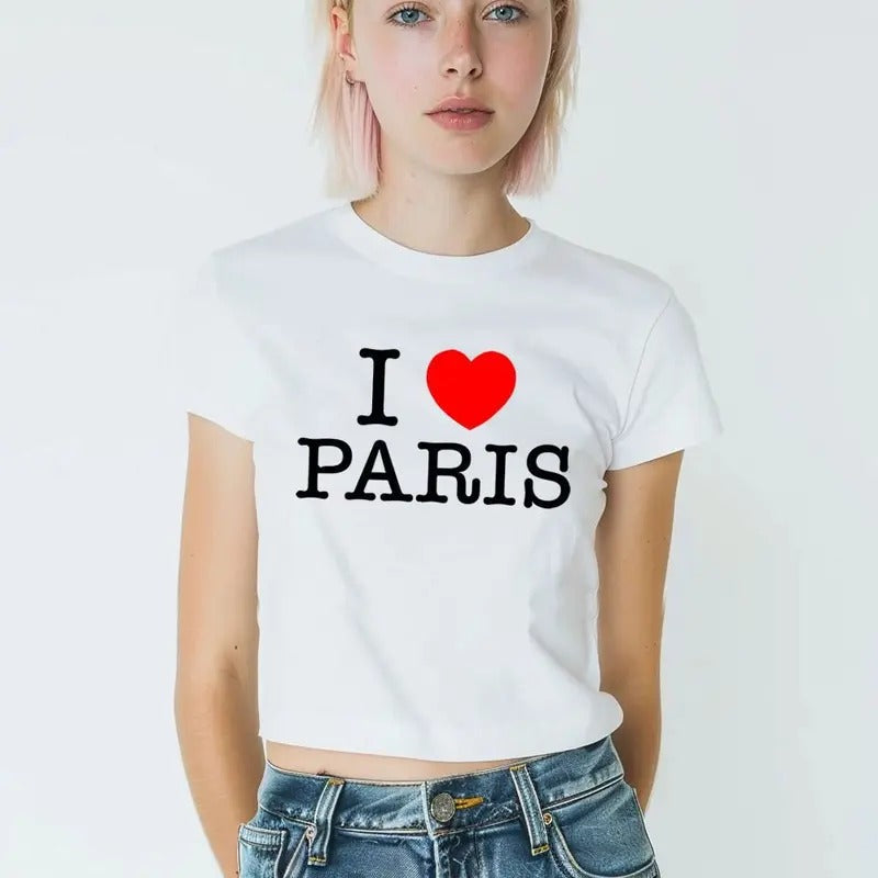 I Love Him Her Trending Paris 90s Baby Fitted Top - Adult & Kids T-Shirts, Sweatshirts & Hoodies apparel design preview 1
