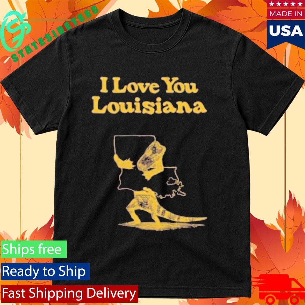 I Love You Louisiana Gold On Purple - Adult & Kids T-Shirts, Sweatshirts & Hoodies apparel design preview 1