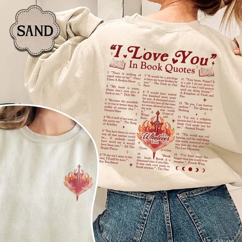 I Love You Book Quotes Lover Reader Different Ways - Adult & Kids T-Shirts, Sweatshirts & Hoodies apparel design preview 1