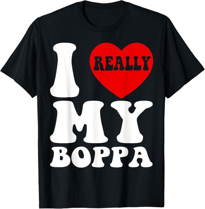 I Love (Heart) My Boppa Grandpa S Granddaughter - Adult & Kids T-Shirts, Sweatshirts & Hoodies apparel design preview 1
