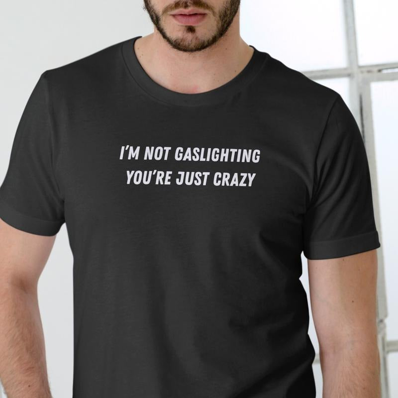 I'M NOT GASLIGHTING YOU'RE JUST CRAZY Cotton Funny T - Adult & Kids T-Shirts, Sweatshirts & Hoodies apparel design preview 1