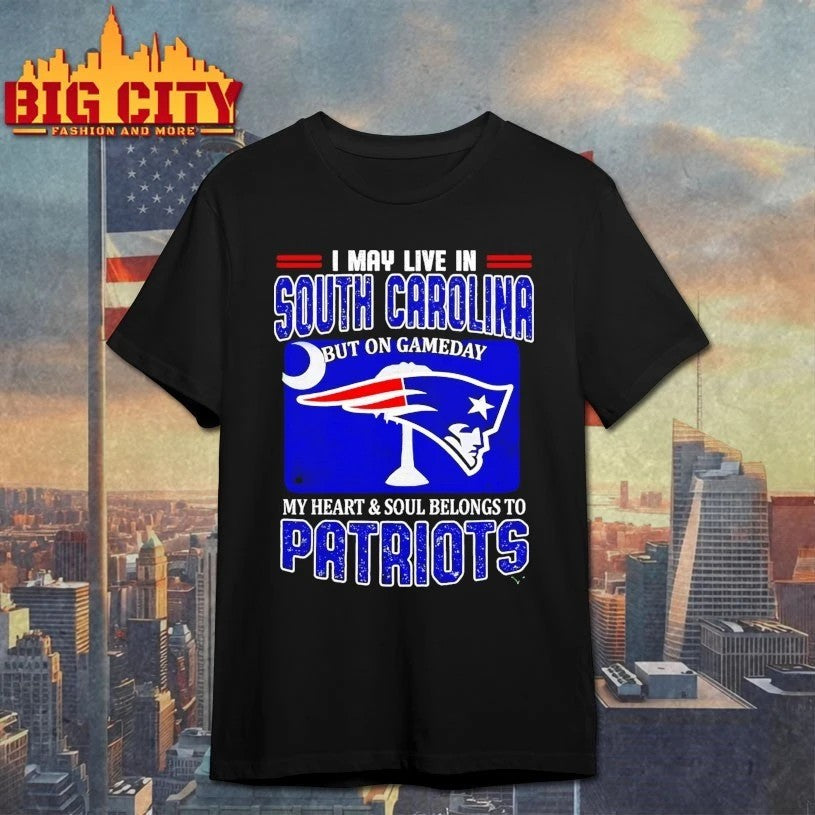 I May Live In South Carolina But On Gameday My Heart - Adult & Kids T-Shirts, Sweatshirts & Hoodies apparel design preview 1