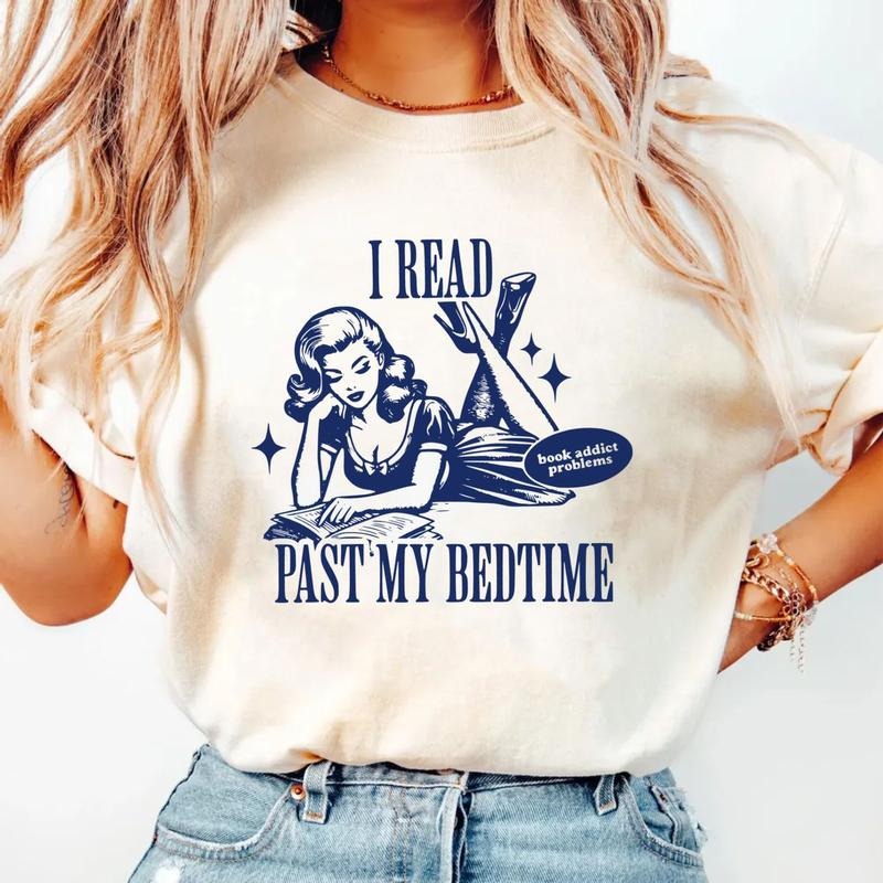 I Read Past My Bedtime Retro Reader Reading Bookish - Adult & Kids T-Shirts, Sweatshirts & Hoodies apparel design preview 1
