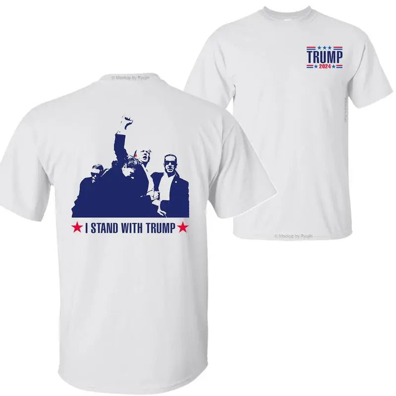 I Stand Trump Praying President Bloodied Fist Pumps - Adult & Kids T-Shirts, Sweatshirts & Hoodies apparel design preview 1