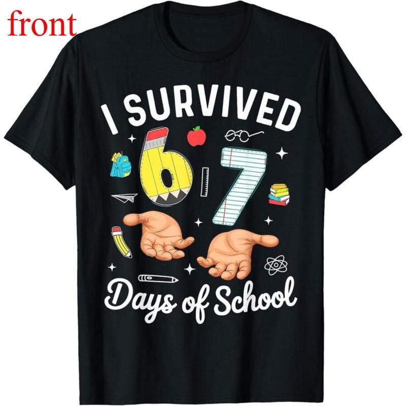 I Survived 67 Days School Funny Six Seven Meme 6 7 - Adult & Kids T-Shirts, Sweatshirts & Hoodies apparel design preview 1