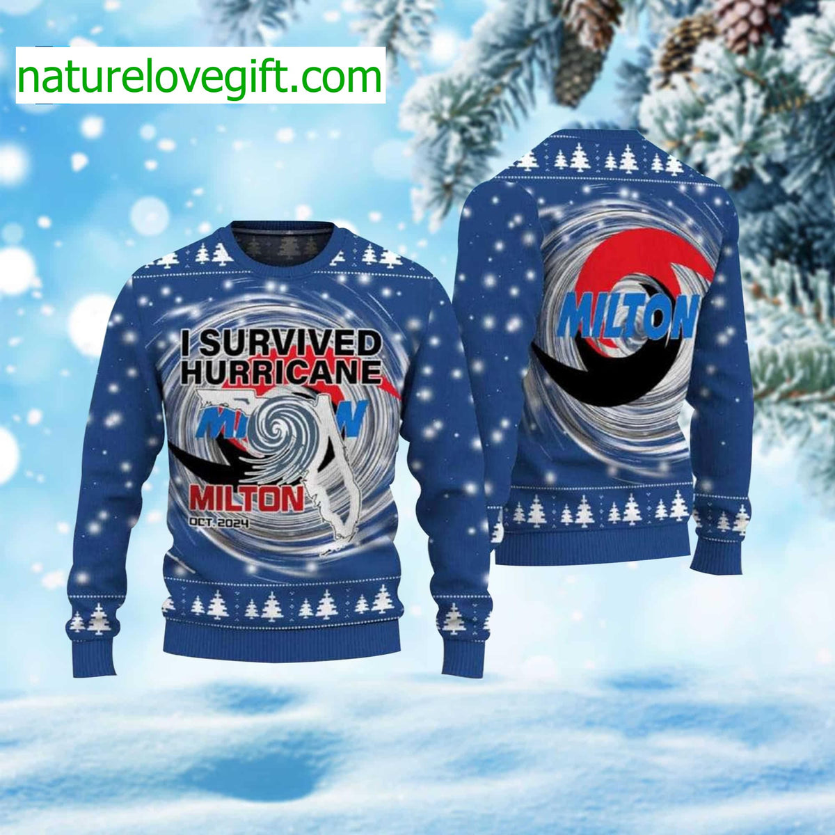 I Survived Hurricane Milton Ugly Christmas Sweater - Holiday Gift product image