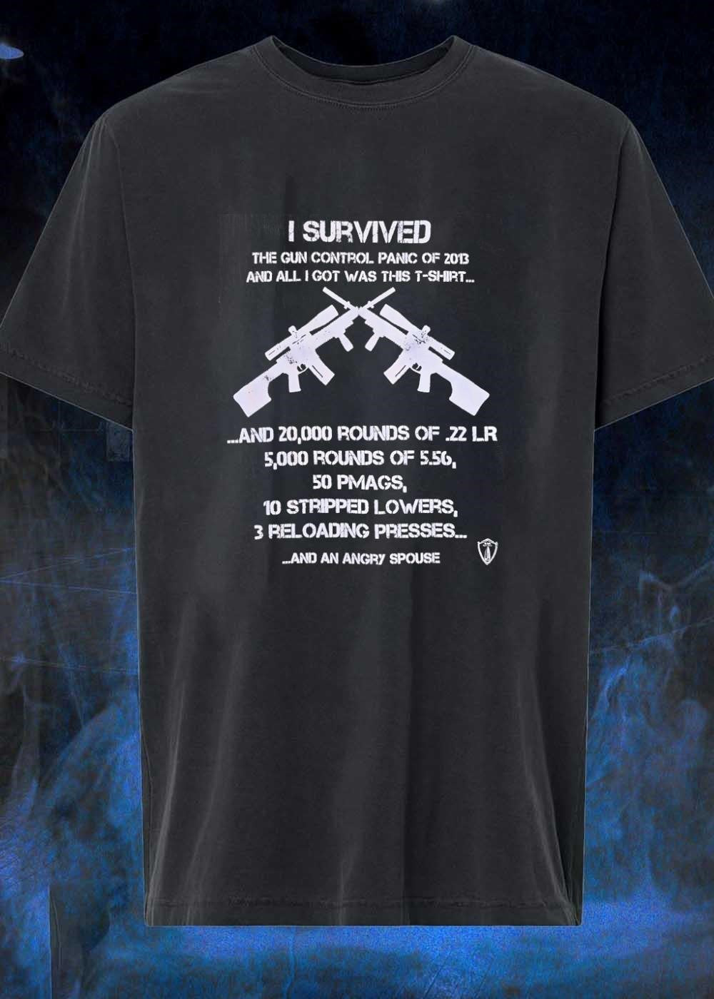 I Survived The Gun Control Panic Of 2013 And Angry - Adult & Kids T-Shirts, Sweatshirts & Hoodies apparel design preview 1