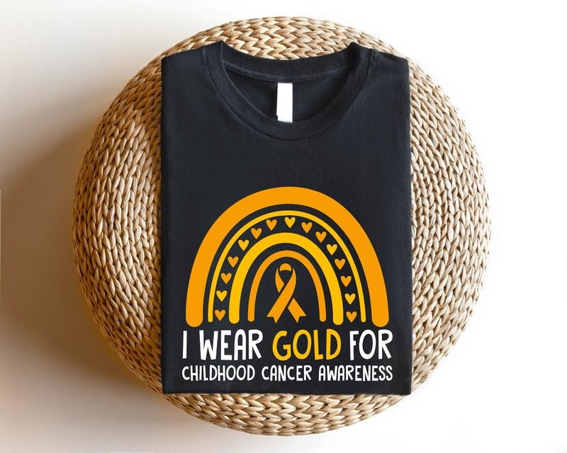 I Gold Childhood Cancer Awareness Matching Support - Adult & Kids T-Shirts, Sweatshirts & Hoodies apparel design preview 1