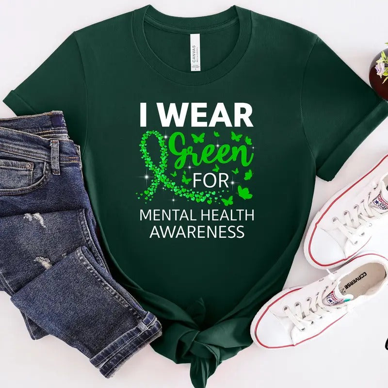 I Green Mental Health Awareness Matters Inspirational - Adult & Kids T-Shirts, Sweatshirts & Hoodies apparel design preview 1