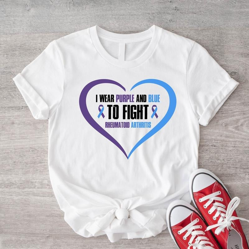 I Purple Blue Fight Ribbon Survivor Rheumatoid - Adult & Kids T-Shirts, Sweatshirts & Hoodies apparel design preview 1