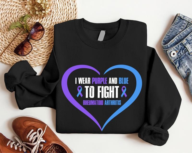 I Purple Blue Fight Ribbon Survivor Rheumatoid - Adult & Kids T-Shirts, Sweatshirts & Hoodies apparel design preview 1