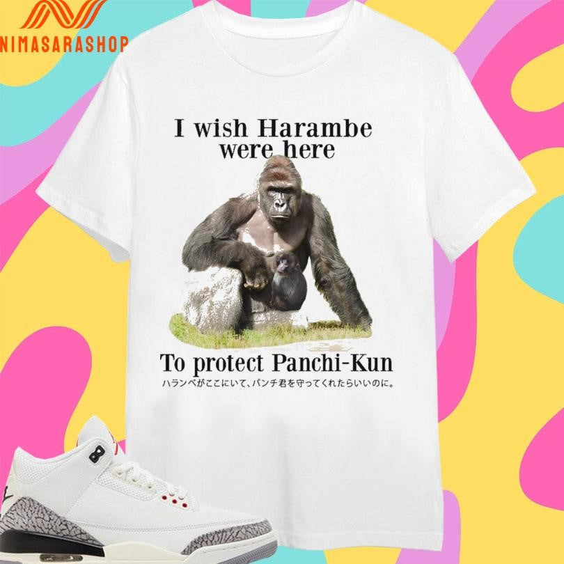 I Wish Harambe Were Here To Protect Panchi-Kun - Adult & Kids T-Shirts, Sweatshirts & Hoodies apparel design preview 1
